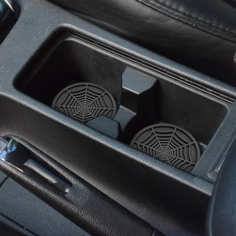 DBlosp 4 Pack Car Cup Holder Coasters, Cute and Creativity Cup Holder Insert Coaster Car Interior Accessories-2.75 inch Silicone Anti Slip Spider Web Car Coaster-Universal - Image 5